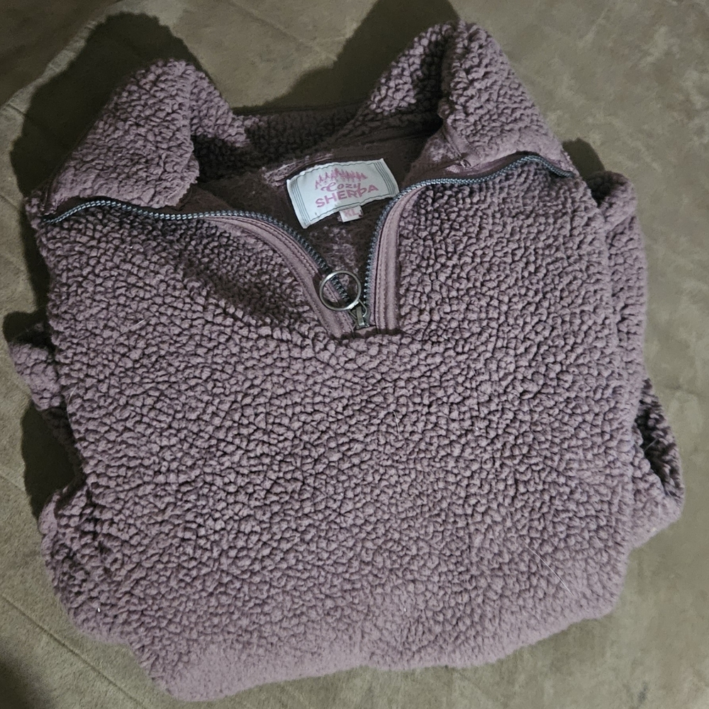 Mauve Sherpa Quarter-Zip Pullover